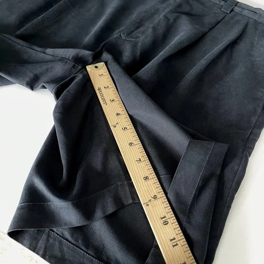 Tommy Bahama Men's 100% Silk Pleated Front Hi-Rise Shorts Size 36 Navy
